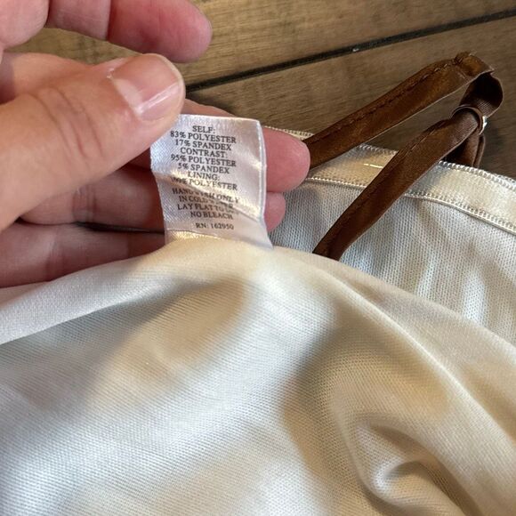 Floral bustier corset tank top size large lace coquette fairy whimsical cream br - Picture 9 of 11